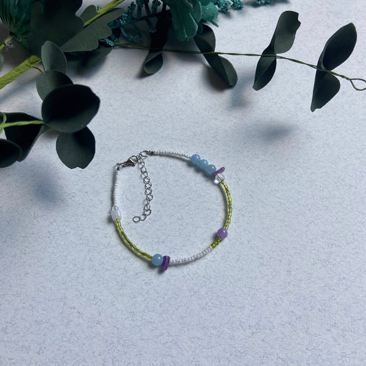 NUAR | Aquamarine & Coral Style Artisan Anklet