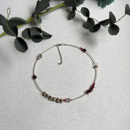 NUAR | Dalmatian Jasper & Red Garnet Artisan Necklace