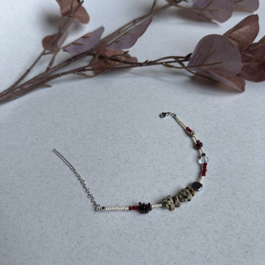 NUAR  Dalmatian Jasper & Garnet Style Artisan Bracelet