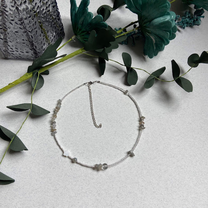 NUAR | Mystic Labradorite & Mother of Pearl Style Necklace