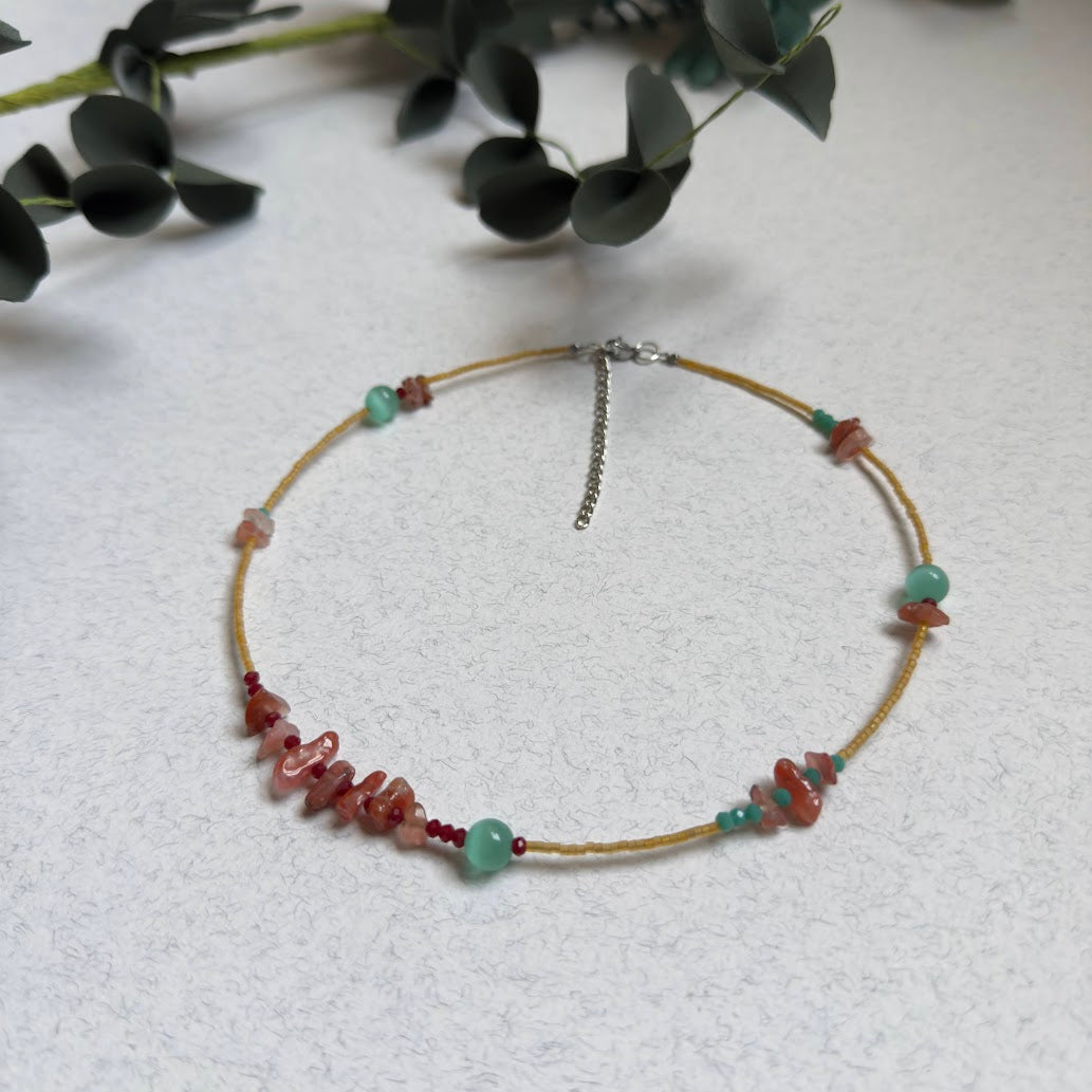 Carnelian & Cat’s Eye Gemstone Necklace